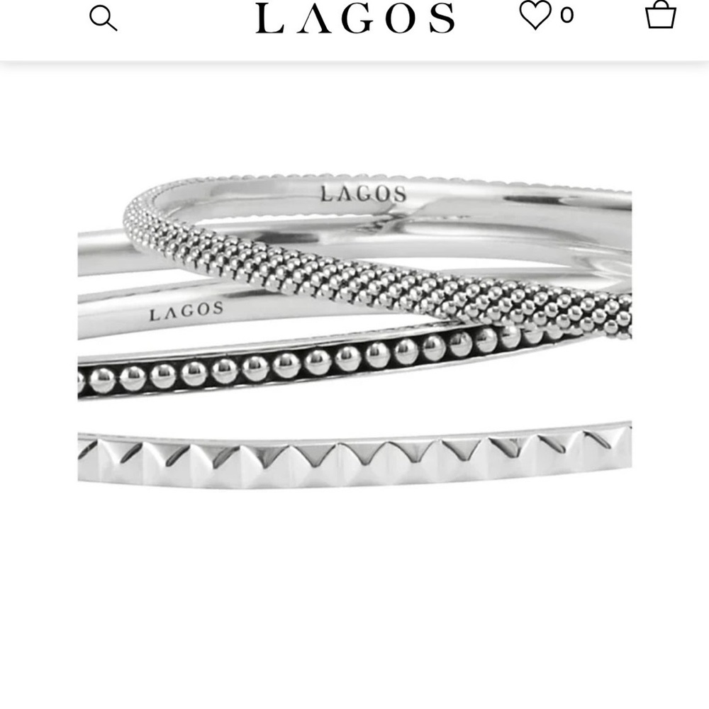 LAGOS Caviar Sterling Silver Three Bangle Set - Picture 14 of 16